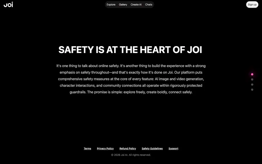 Oficjalna strona bezpieczeństwa Joi AI